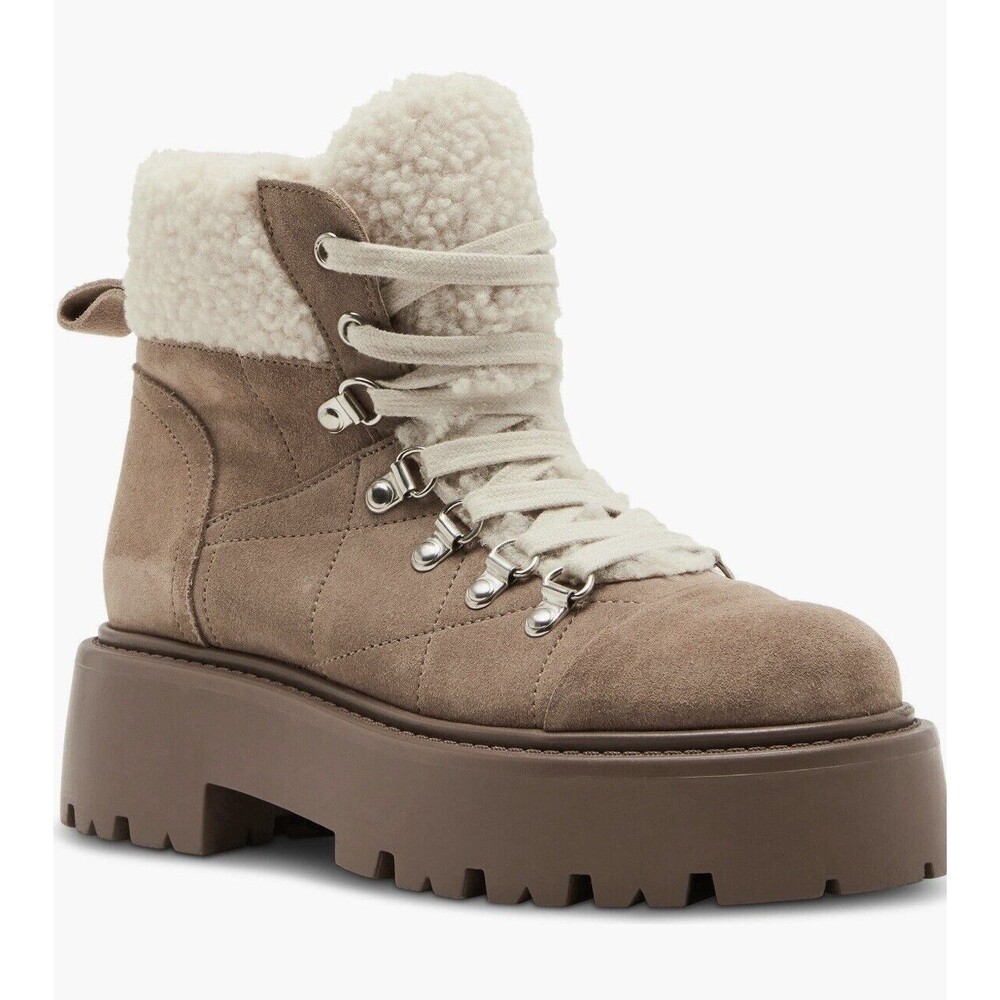NEW Steve Madden Reyen Platform Hiking Boot - Oatmeal Suede (US Women's 8.5M)